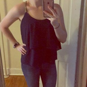 Navy blue flowy tank top